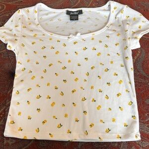 White and Yellow Floral Short Sleeve Tee